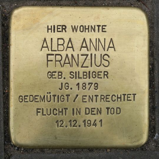 Stolperstein dedicated to Alba Anna Franzius