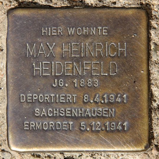 Stolperstein à la mémoire de Max Heinrich Heidenfeld