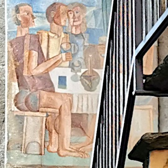 Cubist figures at the table