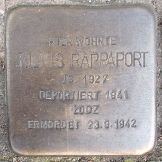 Stolperstein à la mémoire de Julius Rappaport