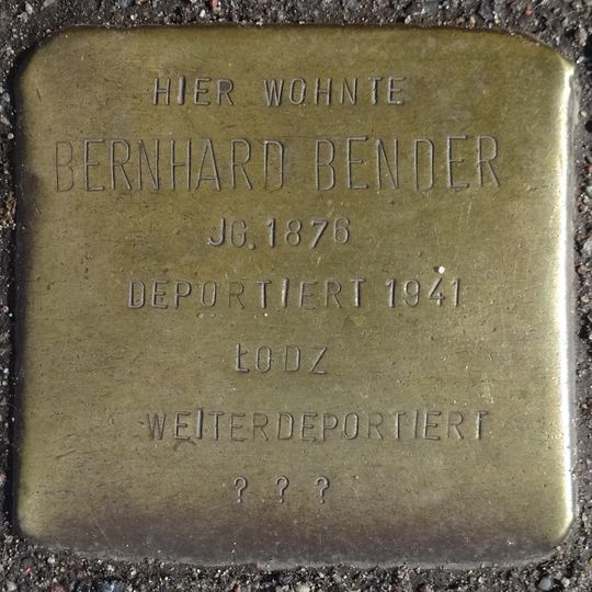 Stolperstein dedicated to Bernhard Bender