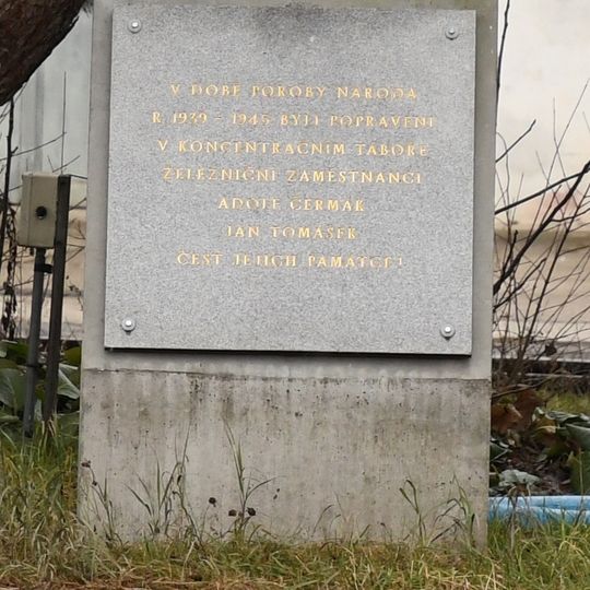 Plaque in Brno-Maloměřice railway depot