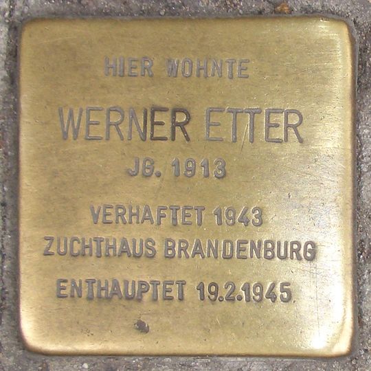 Stolperstein dedicated to Werner Etter