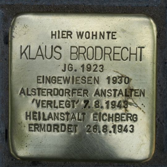 Stolperstein dedicated to Klaus Brodrecht