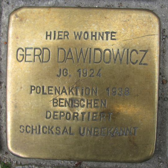 Stolperstein dedicated to Gerd Dawidowicz