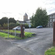 Gatepiers, gates and railings to S of St David's Hospital