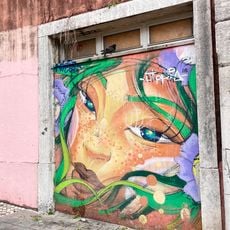 Mural by Mariana Duarte Santos of a grocer in the 50s