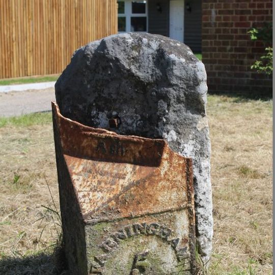 Milepost, London Road, by Holly Lodge, W of Ash Lane