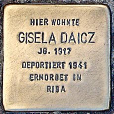 Stolperstein dedicated to Gisela Daicz