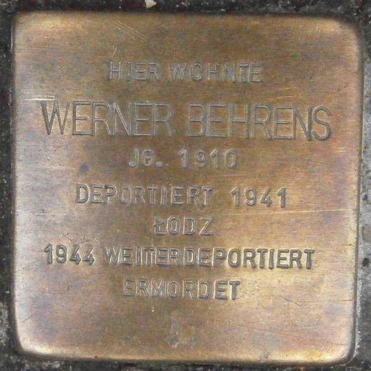 Stolperstein dedicated to Werner Behrens