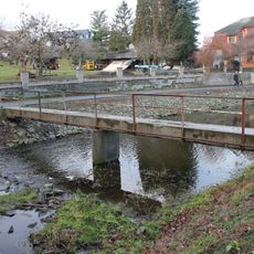 Footbridge over the Konopišťský potok nearby the railway bridge in Poříčí nad Sázavou