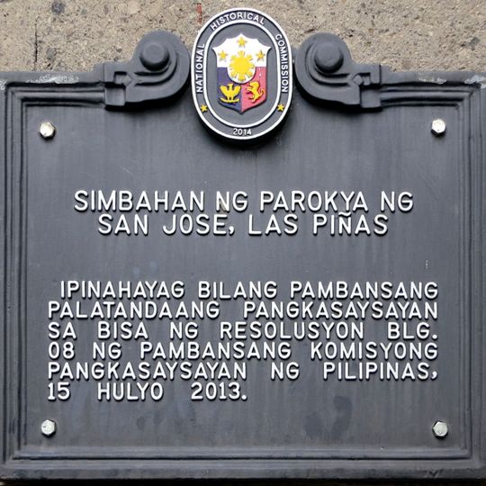 St. Joseph Parish Church, Las Piñas historical marker