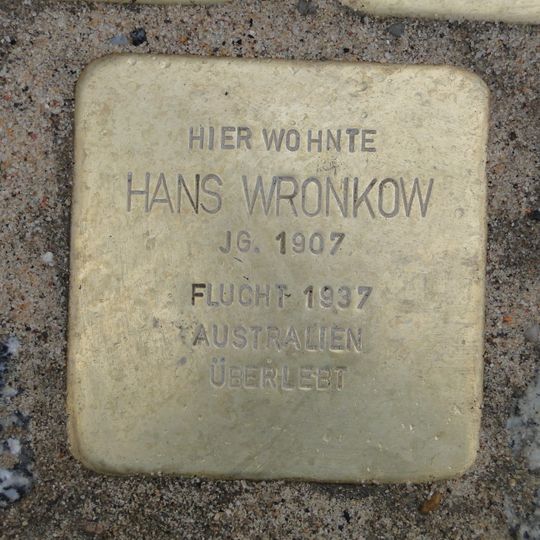 Stolperstein em memória de Hans Wronkow