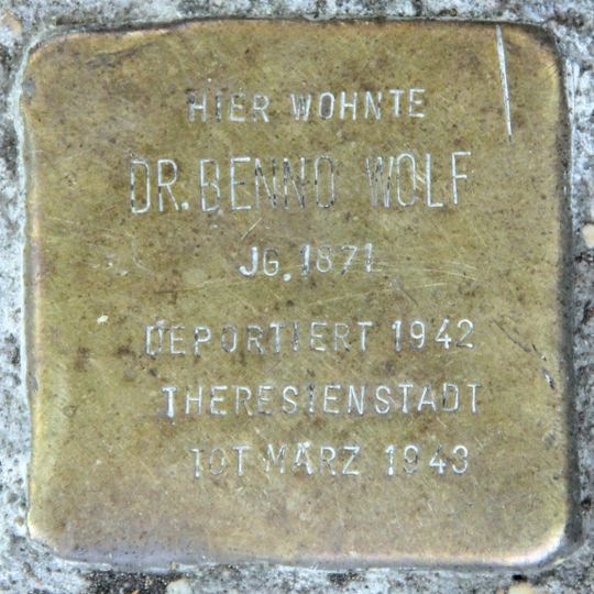 Stolperstein dedicated to Benno Wolf