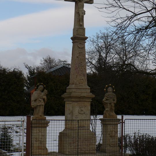Crucifix with statues of Saint Roch and Saint John of Nepomuk in Nový Malín