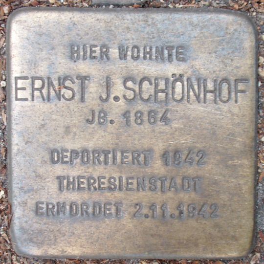 Stolperstein dedicated to Ernst J. Schönhof