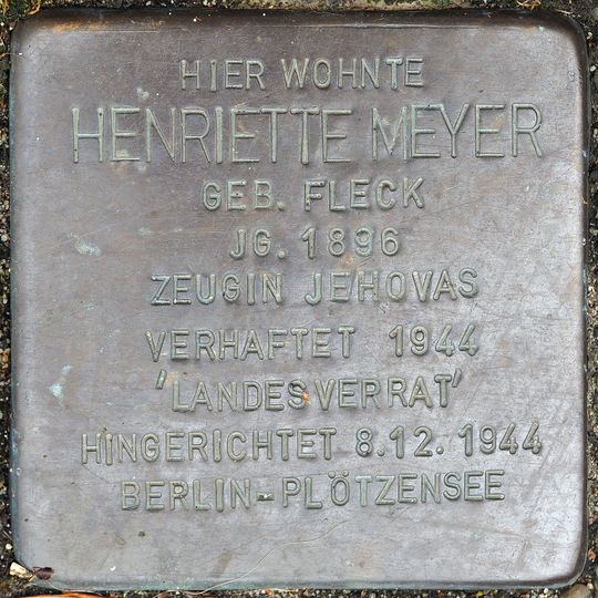Stolperstein dedicated to Henriette Meyer