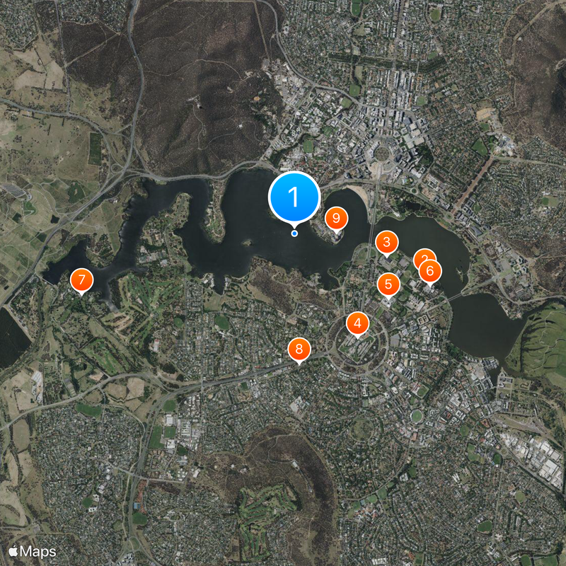 Lake Burley Griffin Kaart