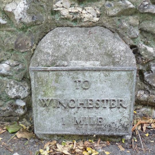 Milestone, Worthy Road, 100m N of jct with Park Road