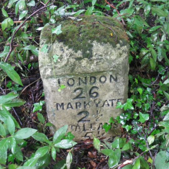 Milestone, Dunstable Road, Whitehill wood, 300m E of M1 jct 9