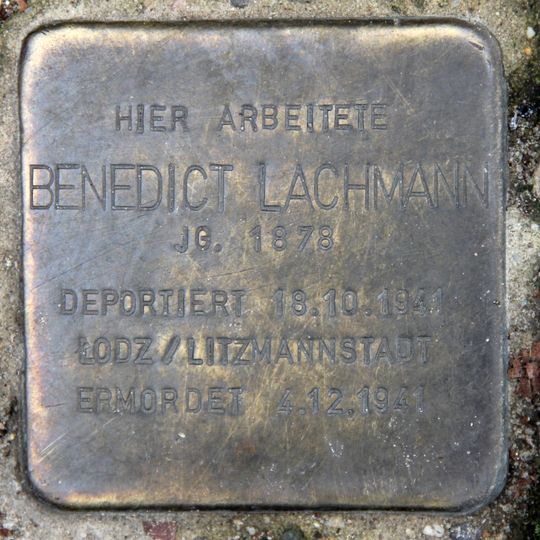 Stolperstein dedicated to Benedict Lachmann