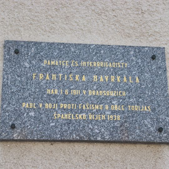 Pamětní deska Františkovi Navrkalovi v Bransouzích