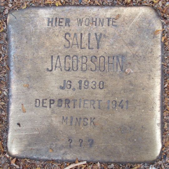 Stolperstein dedicated to Sally Jacobsohn