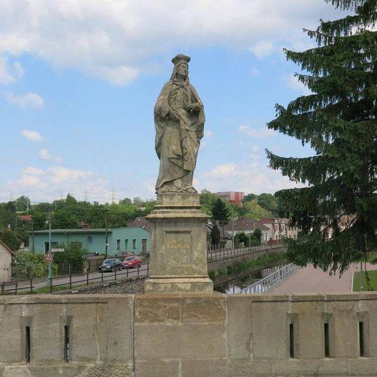 Statue of Saint Ludmila on the stone bridge in Vamberk