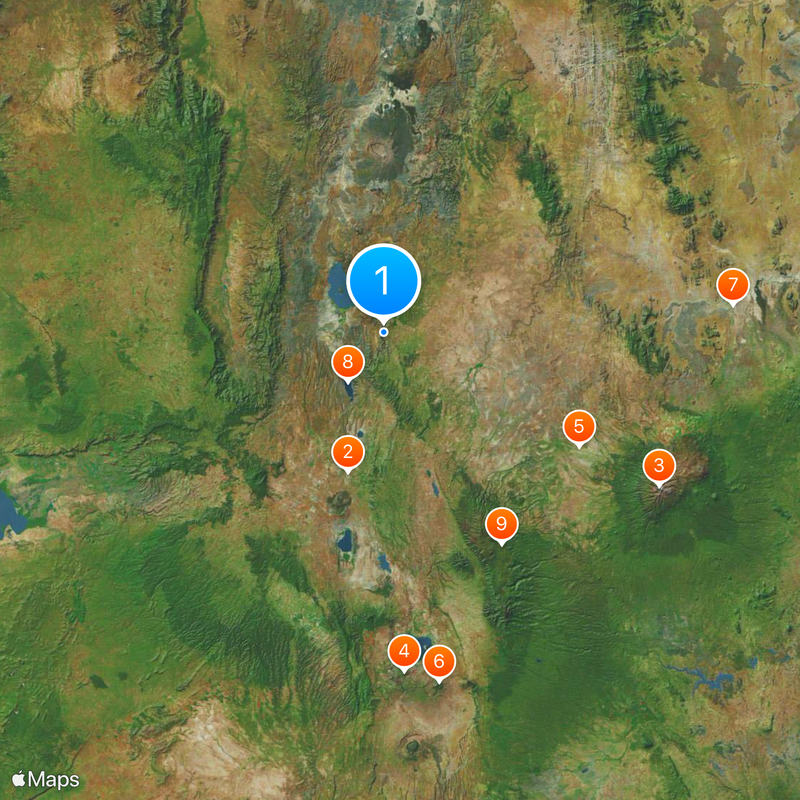 Réseau des lacs du Kenya dans la vallée du grand rift Carte
