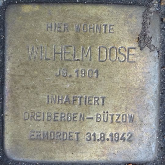 Stolperstein dedicated to Wilhelm Dose