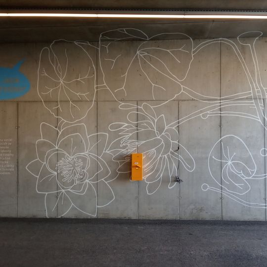 Floral paintings at Praha-Zahradní Město train station