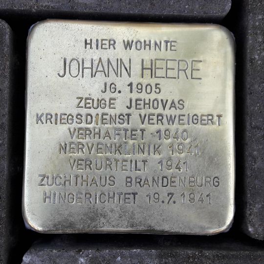 Stolperstein em memória de Johann Heere