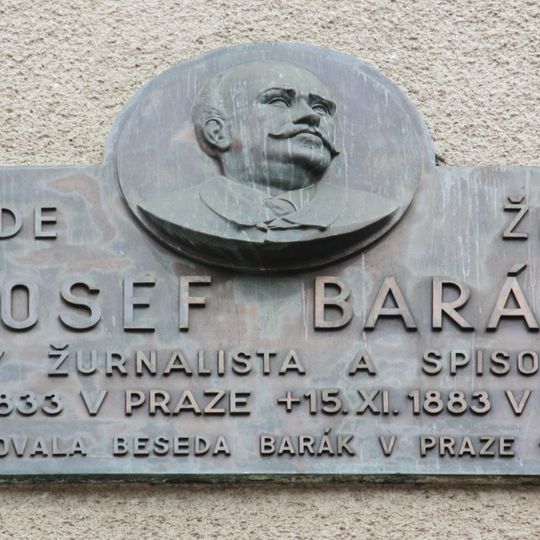 Josef Barák memorial plaque at Spálená 16