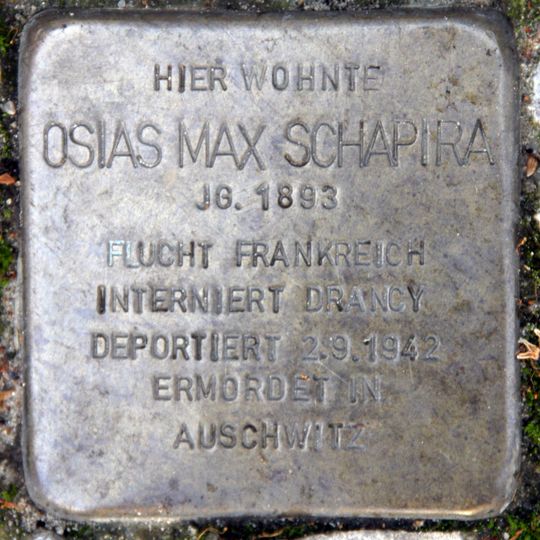 Stolperstein dedicated to Osias Max Schapira
