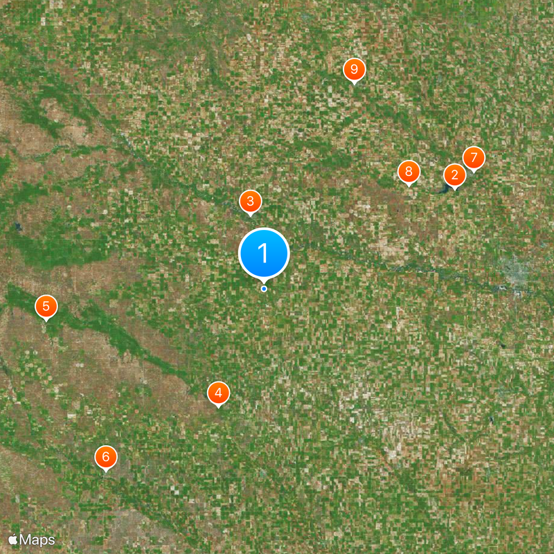 Indicatifs régionaux 402 et 531 Carte