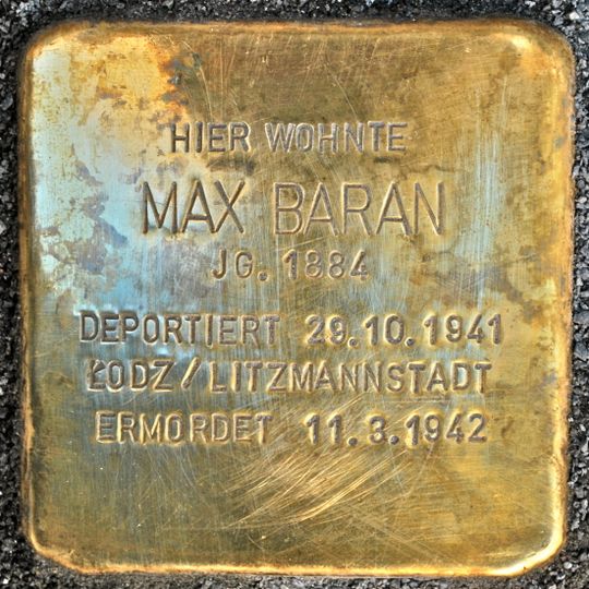 Stolperstein dedicated to Max Baran