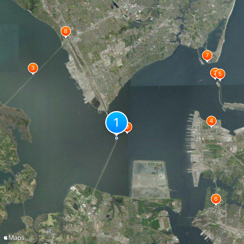 Monitor-Merrimac Memorial Bridge-Tunnel Mappa