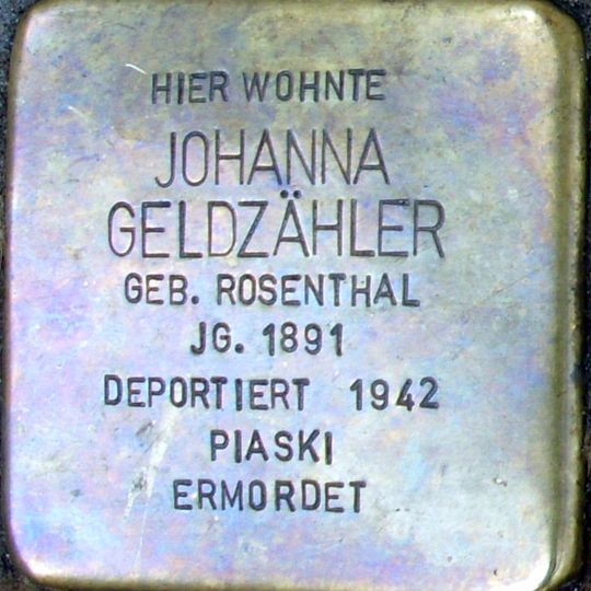 Stolperstein en memoria de Johanna Geldzähler