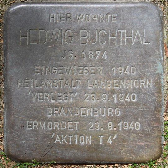 Stolperstein dedicated to Hedwig Buchthal
