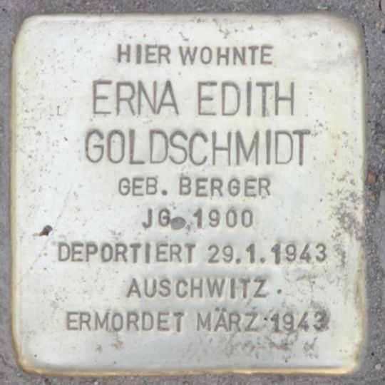 Stolperstein dedicated to Erna Edith Goldschmidt