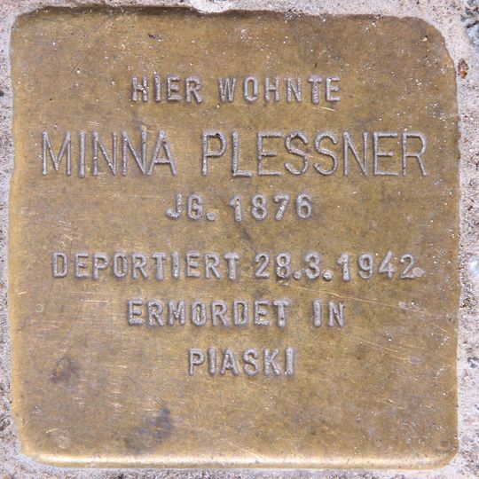 Stolperstein dedicated to Minna Plessner