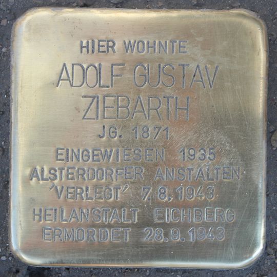 Stolperstein dedicated to Adolf Gustav Ziebarth