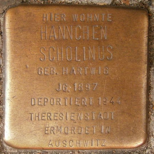 Stolperstein dedicated to Hannchen Scholinus