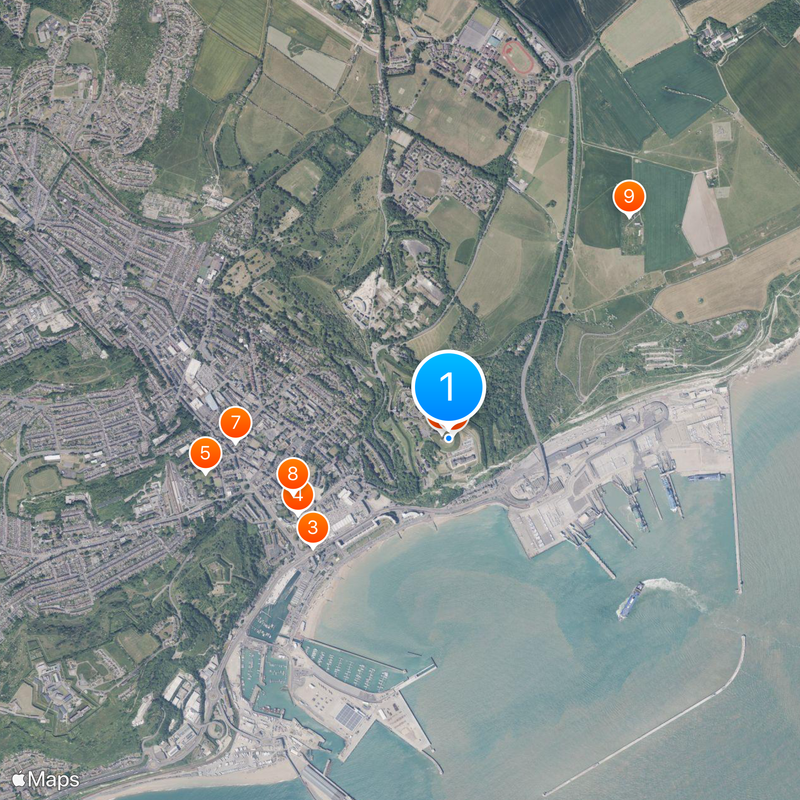 Castelo de Dover Mapa