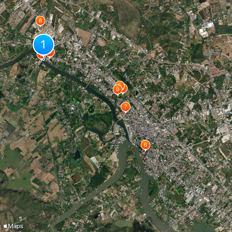 Pont sur la rivière Kwaï Carte