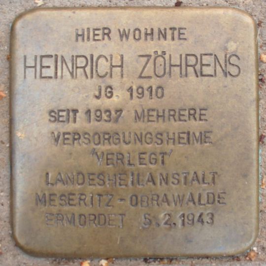 Stolperstein für Heinrich Zöhrens