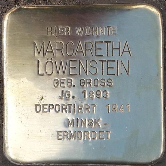 Stolperstein dedicated to Margaretha Löwenstein