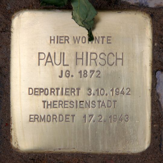 Stolperstein dedicated to Paul Hirsch