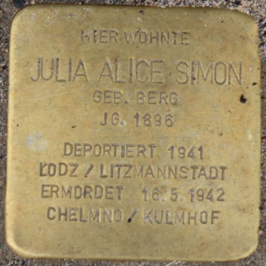 Stolperstein em memória de Julia Alice Simon