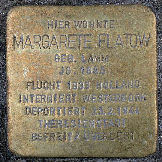Stolperstein dedicated to Margarete Flatow